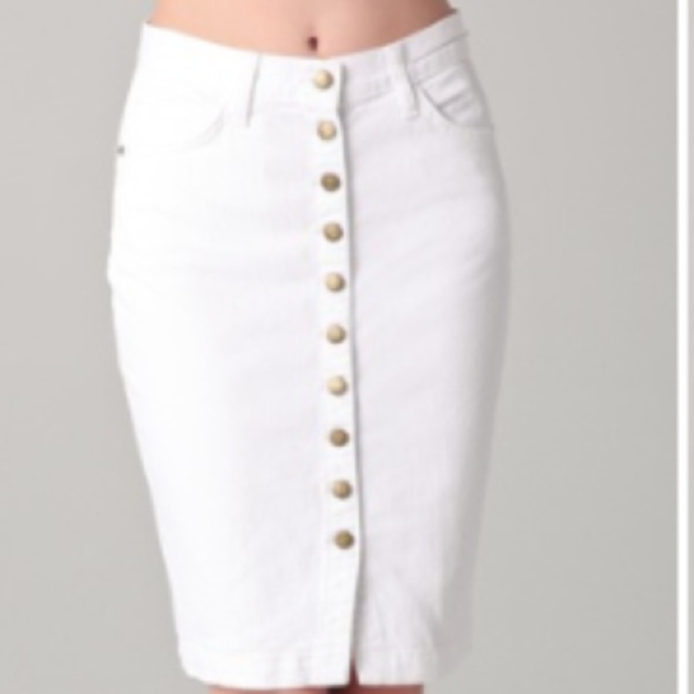 Current/Elliott White Button-Front Pencil Skirt